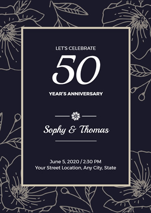 Floral 50th Anniversary Invitation Design